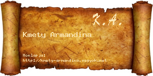 Kmety Armandina névjegykártya